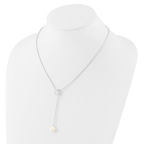Sterling Silver FWC Pearl Heart Drop Necklace