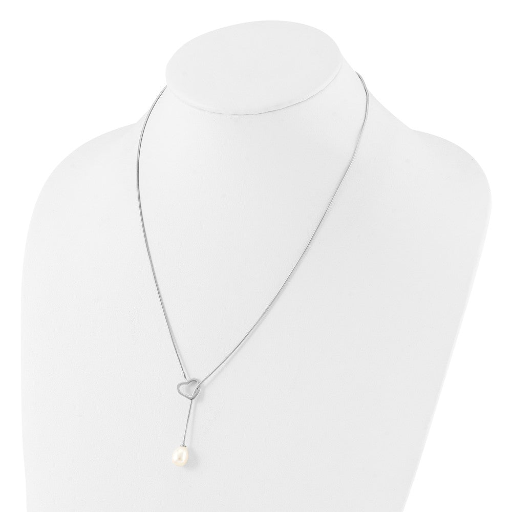 Sterling Silver FWC Pearl Heart Drop Necklace