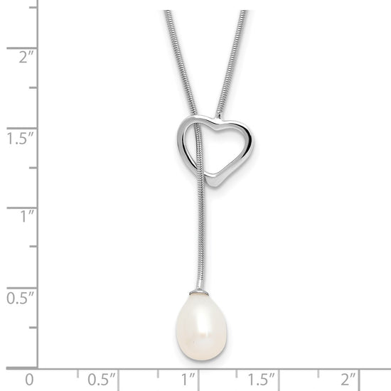 Sterling Silver FWC Pearl Heart Drop Necklace