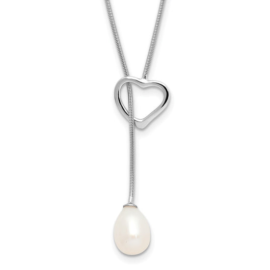 Sterling Silver FWC Pearl Heart Drop Necklace