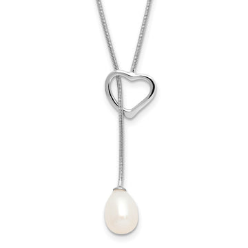 Sterling Silver FWC Pearl Heart Drop Necklace
