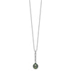 Sterling Silver Rhodium-plated 9-10mm Black Teardrop Tahitian Saltwater Pearl and CZ 17 inch Necklace and Post Dangle Earrings Set