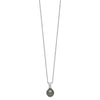 Sterling Silver Rhodium-plated 9-10mm Black Teardrop Tahitian Saltwater Cultured Pearl and CZ 17 inch Necklace and Post Dangle Earrings Set