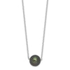 Sterling Silver Rhodium-plated 8-9mm Black Semi-Round Tahitian Saltwater Cultured Pearl 17 inch Necklace
