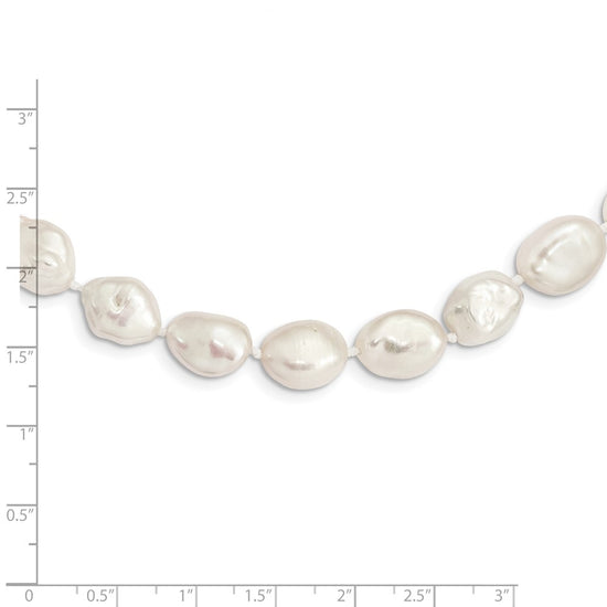 Sterling Silver Rhodium-plated 11x14mm White Keshi Freshwater Cultured Pearl 18 inch Necklace