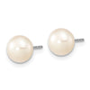 Sterling Silver Rhodium-plated 7-8mm White Near-Round Freshwater Cultured Pearl 18 inch Necklace, Stretch Bracelet and Button Post Earrings Set