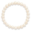 Sterling Silver Rhodium-plated 7-8mm White Near-Round Freshwater Cultured Pearl 18 inch Necklace, Stretch Bracelet and Button Post Earrings Set