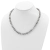 Sterling Silver Rhodium-plated 7-8mm Grey Near-Round Freshwater Cultured Pearl 18 inch Necklace, Stretch Bracelet and Button Post Earrings Set