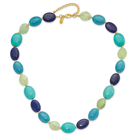 Sterling Silver Gold-plated Multi Stone 18.5in w/2in ext. Necklace