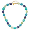 Sterling Silver Gold-plated Multi Stone 18.5in w/2in ext. Necklace