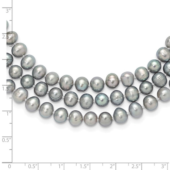 7-8mm Grey Near-Round Freshwater Cultured Pearl 76 inch Slip on Necklace