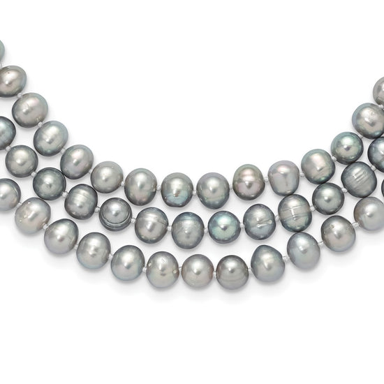 7-8mm Grey Near-Round Freshwater Cultured Pearl 76 inch Slip on Necklace