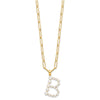 Sterling Silver Gold-plated 3-5.5mm White Button Freshwater Cultured Pearl LETTER B 18 inch Necklace