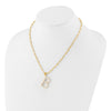 Sterling Silver Gold-plated 3-5.5mm White Button Freshwater Cultured Pearl LETTER B 18 inch Necklace