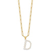 Sterling Silver Gold-plated 3-5.5mm White Button Freshwater Cultured Pearl LETTER D 18 inch Necklace
