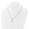 Sterling Silver Gold-plated 3-5.5mm White Button Freshwater Cultured Pearl LETTER D 18 inch Necklace