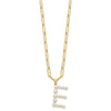 Sterling Silver Gold-plated 3-6mm White Button Freshwater Cultured Pearl LETTER E 18 inch Necklace