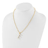 Sterling Silver Gold-plated 3-6mm White Button Freshwater Cultured Pearl LETTER E 18 inch Necklace