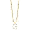 Sterling Silver Gold-plated 3-5.5mm White Button Freshwater Cultured Pearl LETTER G 18 inch Necklace