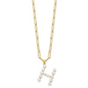 Sterling Silver Gold-plated 3-5.5mm White Button Freshwater Cultured Pearl LETTER H 18 inch Necklace