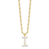 Sterling Silver Gold-plated 3-5.5mm White Button Freshwater Cultured Pearl LETTER I 18 inch Necklace