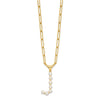 Sterling Silver Gold-plated 3-5.5mm White Button Freshwater Cultured Pearl LETTER J 18 inch Necklace