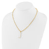 Sterling Silver Gold-plated 3-5.5mm White Button Freshwater Cultured Pearl LETTER J 18 inch Necklace