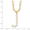 Sterling Silver Gold-plated 3-5.5mm White Button Freshwater Cultured Pearl LETTER J 18 inch Necklace