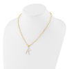 Sterling Silver Gold-plated 3-5.5mm White Button Freshwater Cultured Pearl LETTER K 18 inch Necklace