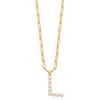 Sterling Silver Gold-plated 3-5.5mm White Button Freshwater Cultured Pearl LETTER L 18 inch Necklace