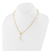 Sterling Silver Gold-plated 3-5.5mm White Button Freshwater Cultured Pearl LETTER L 18 inch Necklace