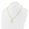 Sterling Silver Gold-plated 3-5.5mm White Button Freshwater Cultured Pearl LETTER M 18 inch Necklace
