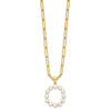 Sterling Silver Gold-plated 3-5.5mm White Button Freshwater Cultured Pearl LETTER O 18 inch Necklace