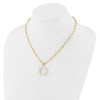 Sterling Silver Gold-plated 3-5.5mm White Button Freshwater Cultured Pearl LETTER O 18 inch Necklace