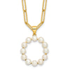 Sterling Silver Gold-plated 3-5.5mm White Button Freshwater Cultured Pearl LETTER O 18 inch Necklace
