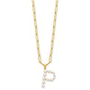 Sterling Silver Gold-plated 3-5.5mm White Button Freshwater Cultured Pearl LETTER P 18 inch Necklace