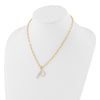 Sterling Silver Gold-plated 3-5.5mm White Button Freshwater Cultured Pearl LETTER P 18 inch Necklace