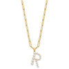 Sterling Silver Gold-plated 3-5.5mm White Button Freshwater Cultured Pearl LETTER R 18 inch Necklace