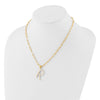 Sterling Silver Gold-plated 3-5.5mm White Button Freshwater Cultured Pearl LETTER R 18 inch Necklace