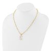 Sterling Silver Gold-plated 3-5.5mm White Button Freshwater Cultured Pearl LETTER S 18 inch Necklace