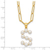 Sterling Silver Gold-plated 3-5.5mm White Button Freshwater Cultured Pearl LETTER S 18 inch Necklace