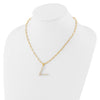 Sterling Silver Gold-plated 3-5.5mm White Button Freshwater Cultured Pearl LETTER V 18 inch Necklace