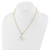 Sterling Silver Gold-plated 3-5.5mm White Button Freshwater Cultured Pearl LETTER W 18 inch Necklace