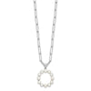 Sterling Silver Rhodium-plated 3-5.5mm White Button Freshwater Cultured Pearl LETTER O 18 inch Necklace