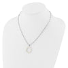 Sterling Silver Rhodium-plated 3-5.5mm White Button Freshwater Cultured Pearl LETTER O 18 inch Necklace