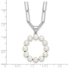 Sterling Silver Rhodium-plated 3-5.5mm White Button Freshwater Cultured Pearl LETTER O 18 inch Necklace