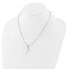 Sterling Silver Rhodium-plated 3-5.5mm White Button Freshwater Cultured Pearl LETTER T 18 inch Necklace