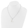 Sterling Silver Rhodium-plated 3-5.5mm White Button Freshwater Cultured Pearl LETTER V 18 inch Necklace