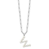 Sterling Silver Rhodium-plated 3-5.5mm White Button Freshwater Cultured Pearl LETTER W 18 inch Necklace