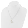 Sterling Silver Rhodium-plated 3-5.5mm White Button Freshwater Cultured Pearl LETTER W 18 inch Necklace